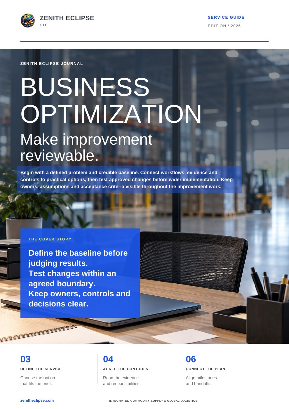 Business Optimization: Make Improvement Reviewable. magazine cover