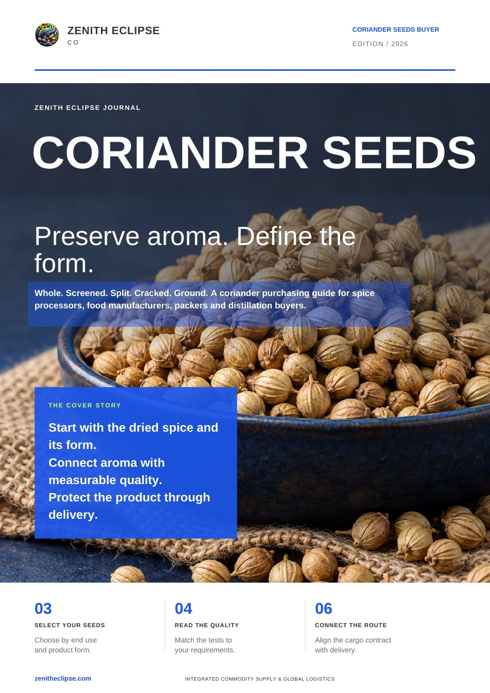 Coriander Seeds: Preserve Aroma. Define the Form. magazine cover