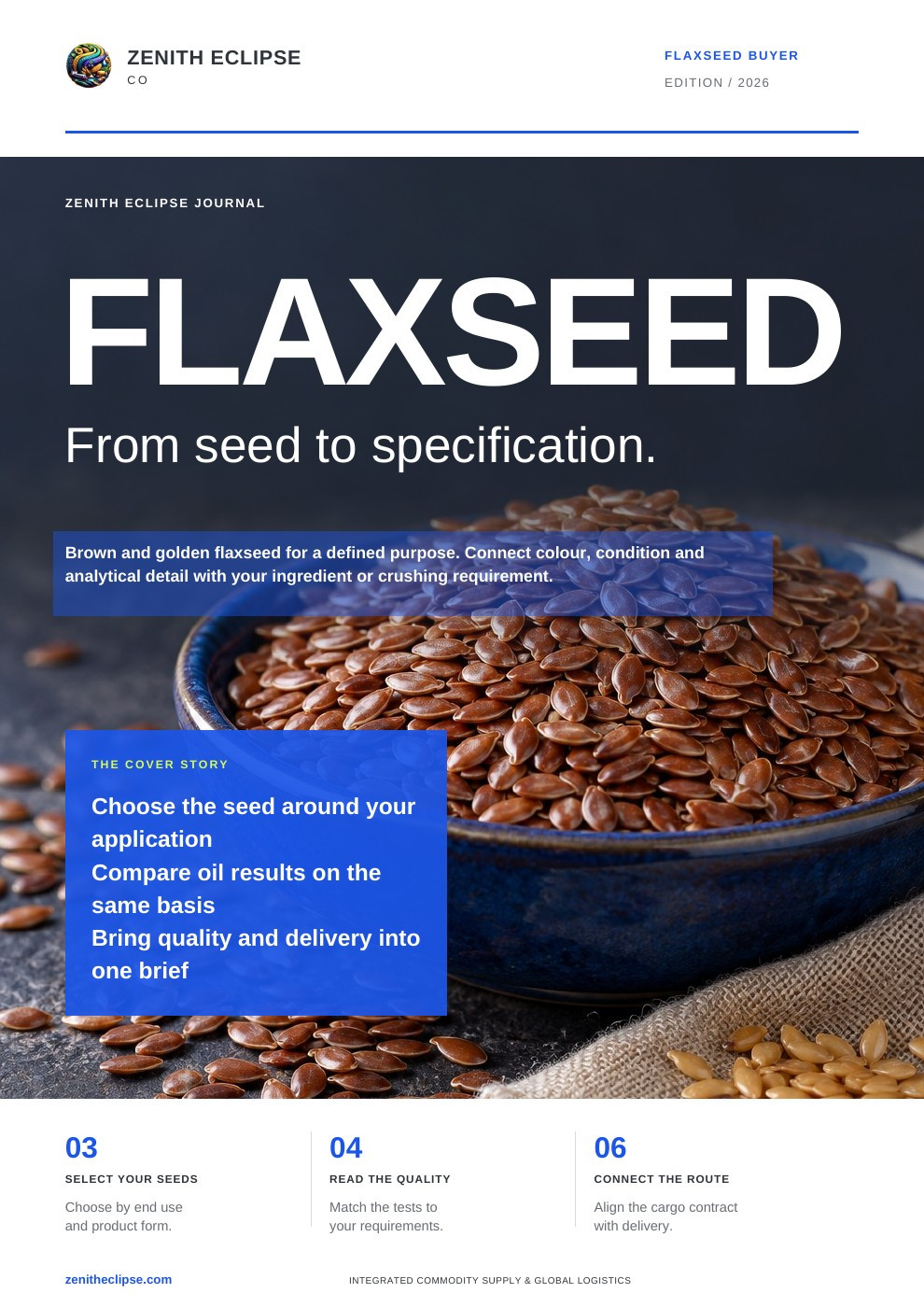 Flaxseed: From Seed to Specification. magazine cover