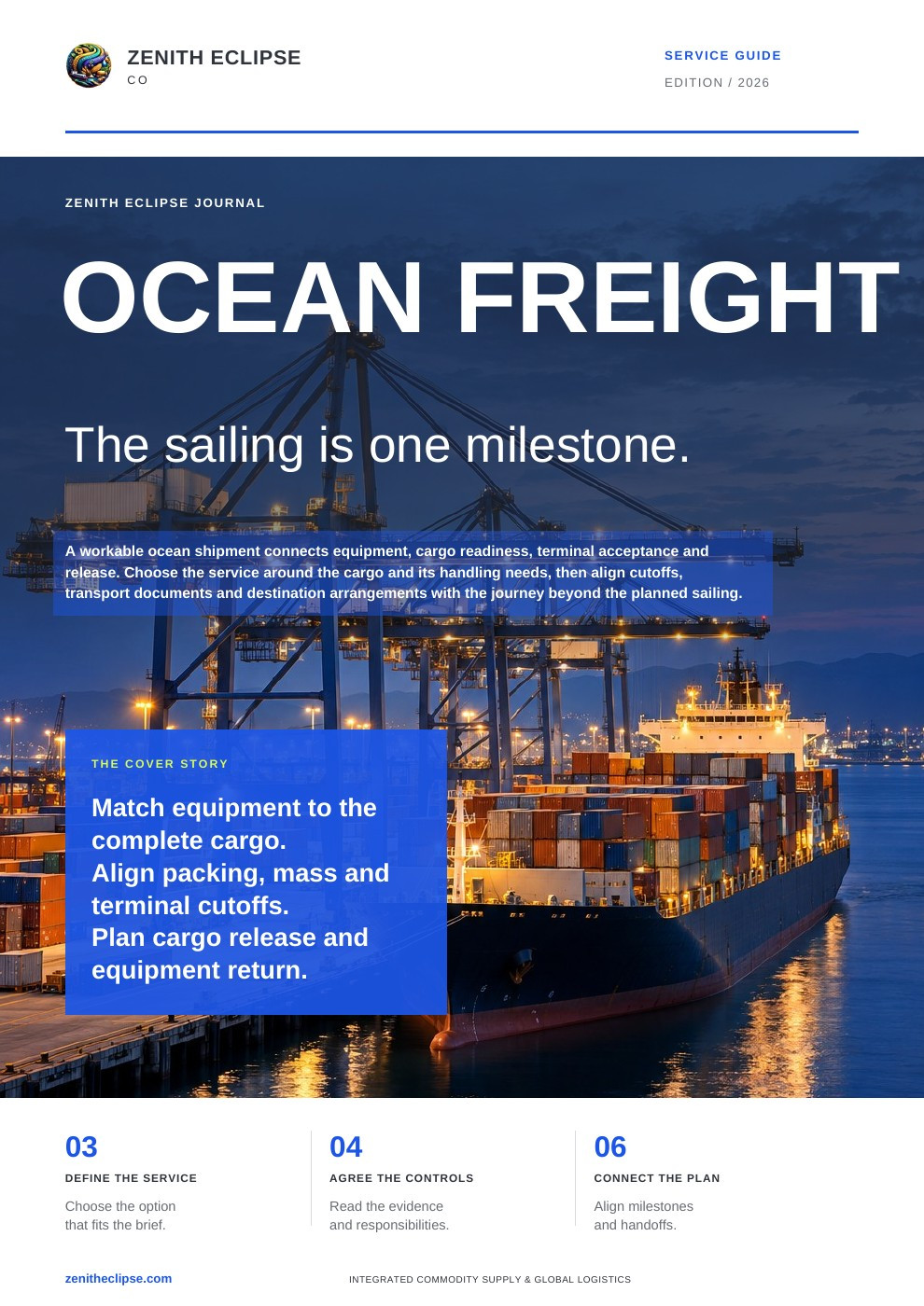 Ocean Freight: The Sailing Is One Milestone. magazine cover