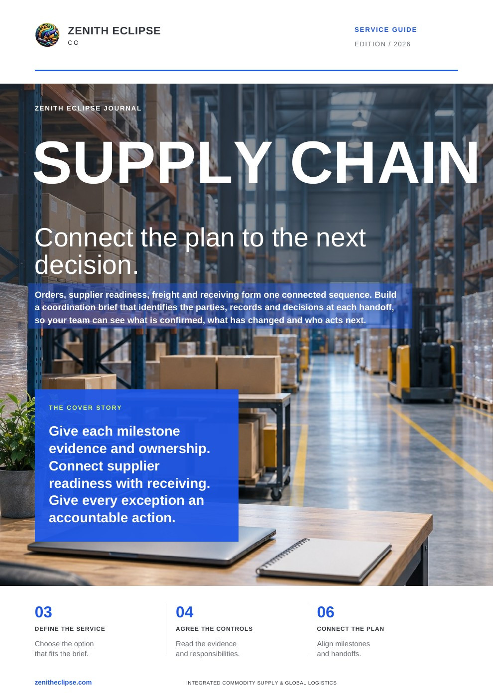 Supply Chain: Connect the Plan to the Next Decision. magazine cover