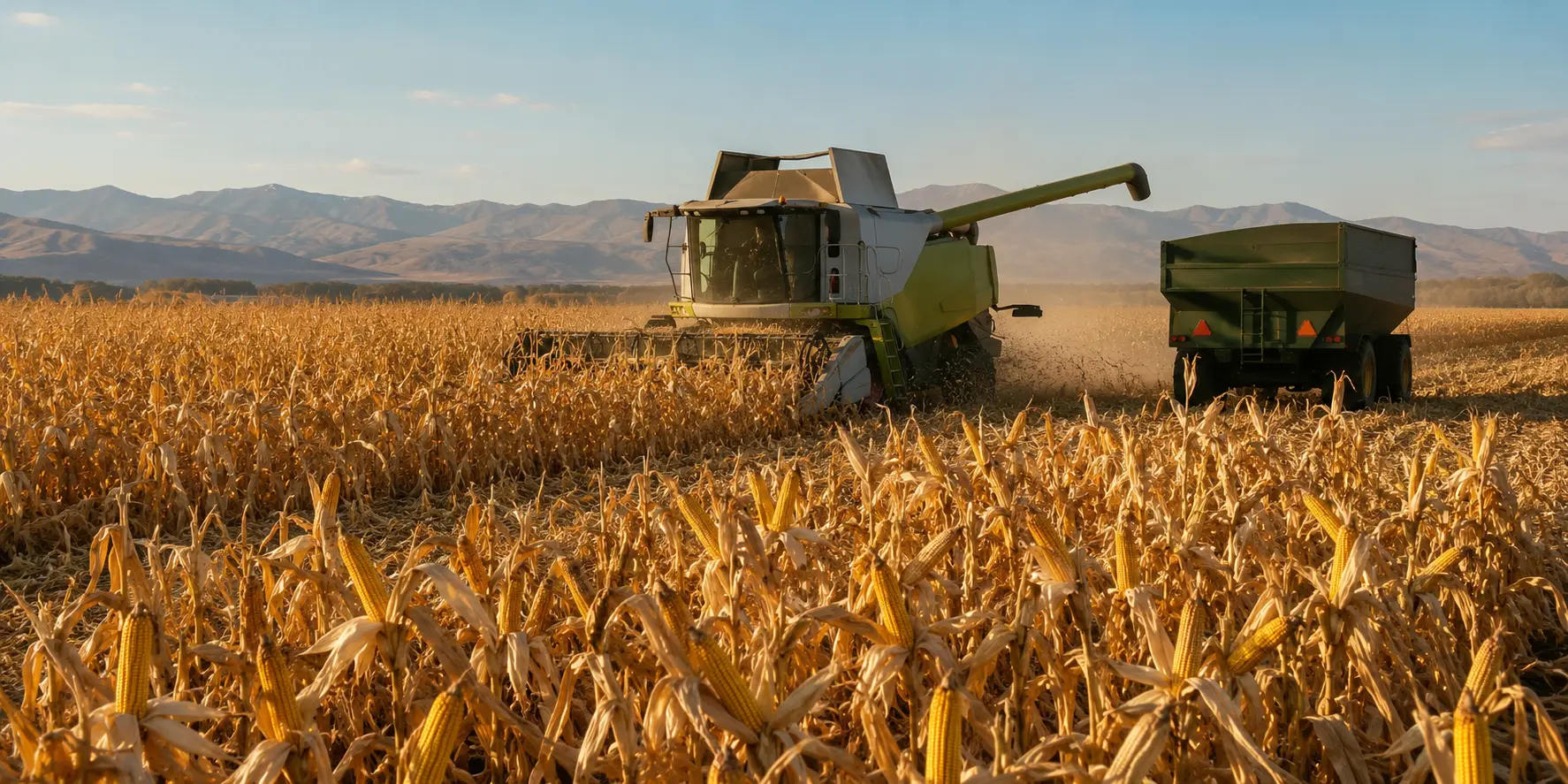 Corn field in Almaty Region during the Kazakhstan corn harvest season